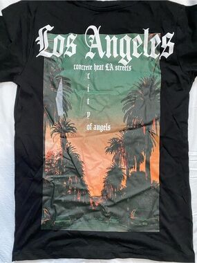 Los Angeles Graphic Tee - Black with Sunset Print